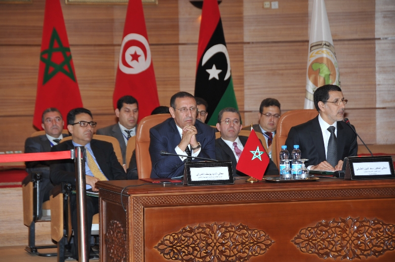 M.Amrani et M. Saad Dine El Otmani lors de la 31ème session du Conseil des Ministres des Affaires étrangères de l\'UMA.