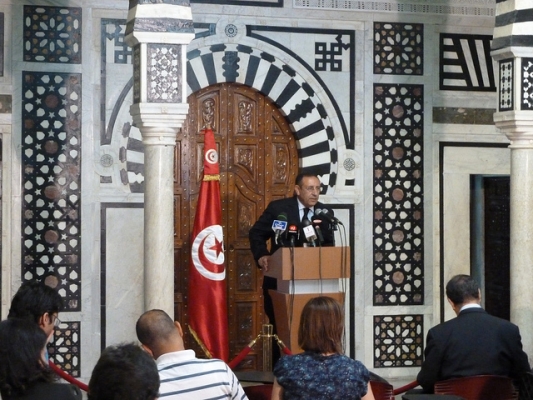 Secretary General during a press conference in Tunis