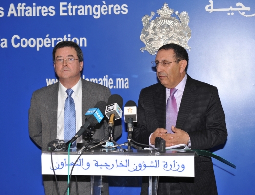 M. Amrani et M. Yves Rossier lors de la 3ème  session des consultations politiques entre le Royaume du Maroc et la Confédération Suisse